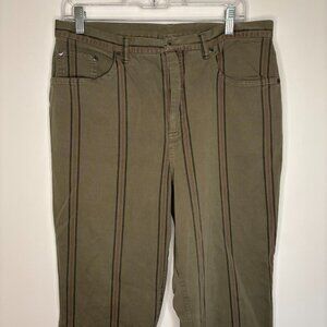 CHICO'S DESIGN Straight Jean Womens 2.5 Green Stripes Stretch